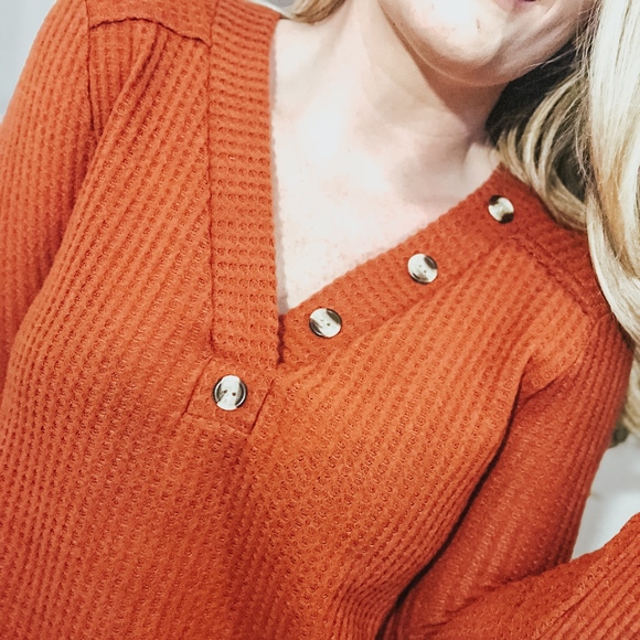 Blair Button Sweater - Rust - Picture 4 of 4